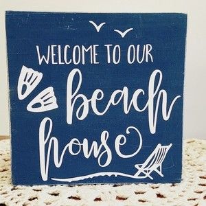 Handmade Tiered Tray Decor/Mini Wood Sign/Welcome To Our Beach House Decor